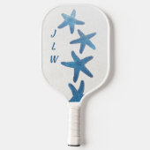 Blue Starfish Nautical op maat van Initialen Pickleball Paddle (Achterkant)