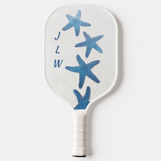 Blue Starfish Nautical op maat van Initialen Pickleball Paddle (Achterkant)
