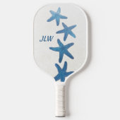 Blue Starfish Nautical op maat van Initialen Pickleball Paddle (Voorkant)