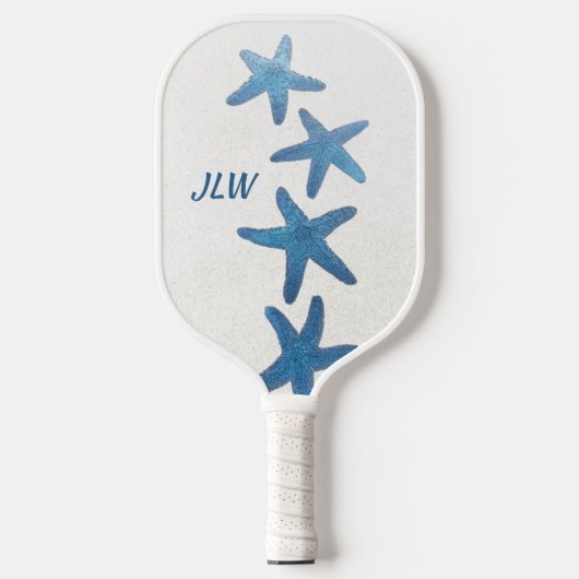 Blue Starfish Nautical op maat van Initialen Pickleball Paddle (Voorkant)