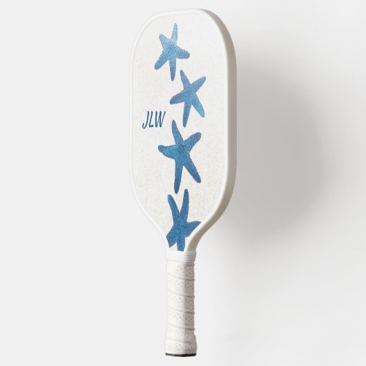 Blue Starfish Nautical op maat van Initialen Pickleball Paddle (Links)
