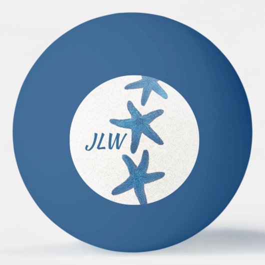 Blue Starfish Nautical Personalised Monogram Pingpongbal (Voorkant)