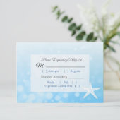 Blue Starfish Oceanic Wedding RSVP-kaart RSVP Kaartje (Staand voorkant)