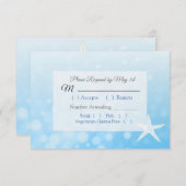 Blue Starfish Oceanic Wedding RSVP-kaart RSVP Kaartje (Voorkant / Achterkant)