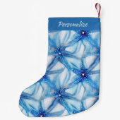 Blue Starfish Pattern Coastal Holiday Christmas Kleine Kerstsok (Achterkant)