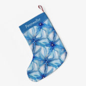 Blue Starfish Pattern Coastal Holiday Christmas Kleine Kerstsok (Achterkant (Hangend))