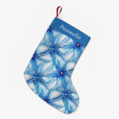 Blue Starfish Pattern Coastal Holiday Christmas Kleine Kerstsok (Voorkant (Hangend))
