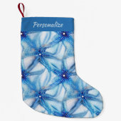 Blue Starfish Pattern Coastal Holiday Christmas Kleine Kerstsok (Voorkant)