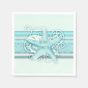 Blue Starfish Strand Elegante Trouwpartij Servet