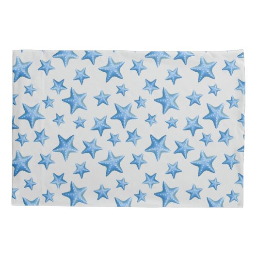 Blue Starfish Summer Beach Nautical Coastal Kussensloop (Achterkant)