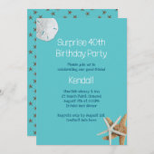 Blue Starfish Verrassingsfeest Uitnodiging (Voorkant / Achterkant)