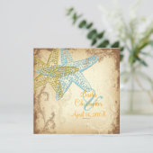  BLUE STARFISH WEDDING INVITATIONS KAART (Staand voorkant)