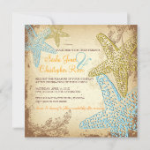  BLUE STARFISH WEDDING INVITATIONS KAART (Achterkant)