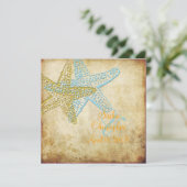  BLUE STARFISH WEDDING INVITATIONS KAART (Staand voorkant)