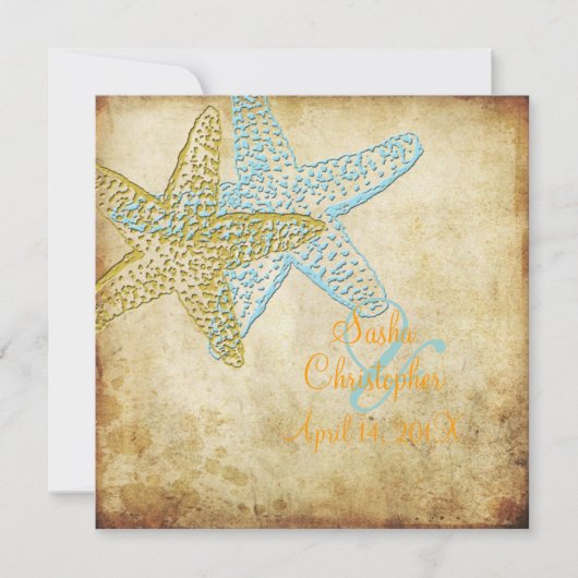  BLUE STARFISH WEDDING INVITATIONS KAART (Voorkant)