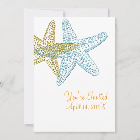 BLUE STARFISH WEDDING INVITATIONS KAART (Voorkant)