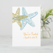  BLUE STARFISH WEDDING INVITATIONS KAART (Staand voorkant)