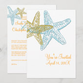 BLUE STARFISH WEDDING INVITATIONS KAART (Voorkant / Achterkant)