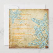 BLUE STARFISH WEDDING INVITATIONS KAART (Achterkant)