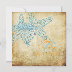  BLUE STARFISH WEDDING INVITATIONS KAART