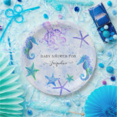 Blue Starfish Zeepaardje Octopus Beach Baby shower Papieren Bordje (Feest)