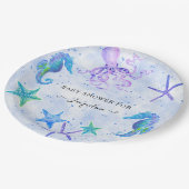 Blue Starfish Zeepaardje Octopus Beach Baby shower Papieren Bordje (Gekanteld)