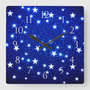 Blue Stargazer Vierkante Klok