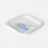 Blue Starlit Baby Boy Bliss Stork Papieren Bordje (Gebogen)