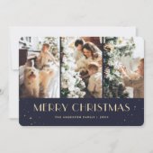 Blue Starry Photo Collage Merry Christmas Kaart (Voorkant)