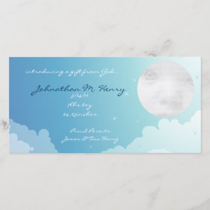 Blue Starry Sky Nieuwe Baby Aankondiging Fotokaart