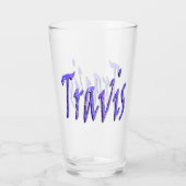 Blue Starry Travis Name Logo, Glas (Achterkant)