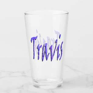 Blue Starry Travis Name Logo, Glas