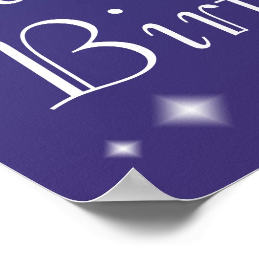 Blue Starry Unicorn Happy Birthday Poster (Hoek)