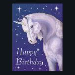Blue Starry Unicorn Happy Birthday Poster<br><div class="desc">Het poster van de muur van een witte eenhoorn op een blauwe sterrenachtergrond,  die Happy Birthday erop zegt.</div>