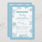 Blue Stars Baby shower Invitation Kaart (Voorkant / Achterkant)