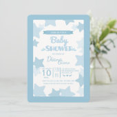 Blue Stars Baby shower Invitation Kaart (Staand voorkant)