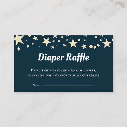 Blue Stars Baby shower Luier Raffle Informatiekaartje (Voorkant)