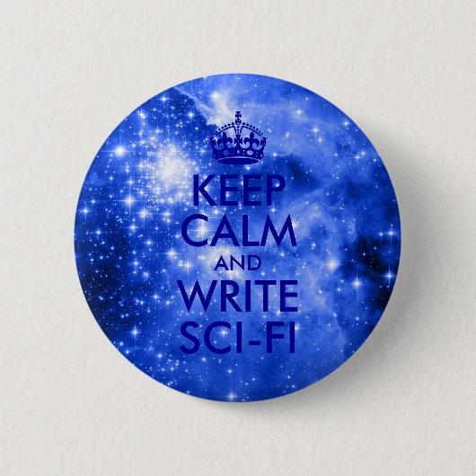 Blue Stars Blijf kalm en schrijf Sci-Fi Ronde Button 5,7 Cm (Voorkant)