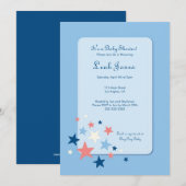 Blue Stars Boy Baby shower Uitnodiging (Voorkant / Achterkant)