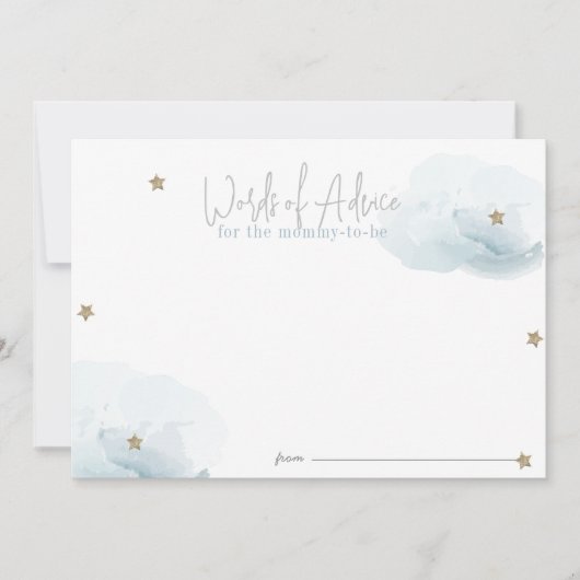 Blue Stars & Clouds Baby shower Advies Kaarten (Voorkant)