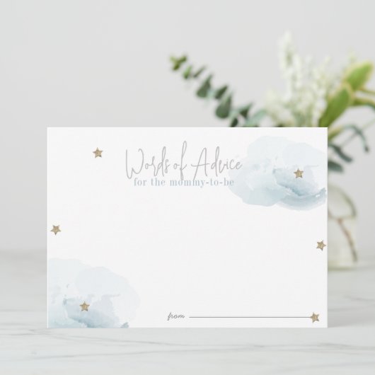 Blue Stars & Clouds Baby shower Advies Kaarten (Staand voorkant)