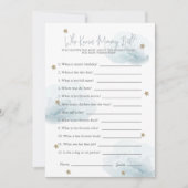 Blue Stars & Clouds Wie kent Mom Shower Game Kaart (Voorkant)