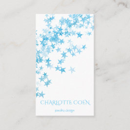 Blue Stars Confetti White Delicate Glam Visitekaartje
