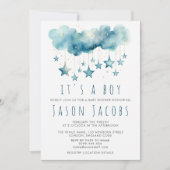 Blue stars Het is een baby shower Kaart (Voorkant)