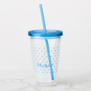 Blue Stars Monogrammed Kinder Boys Birthday Party Acryl Drinkbeker