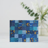 Blue Stars Patchwork Briefkaart (Staand voorkant)