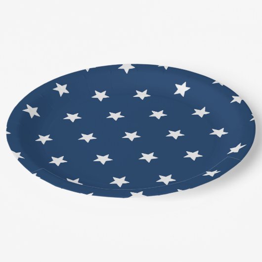 Blue Stars Patriottische 4 juli Zomerfeest Papieren Bordje (Gekanteld)