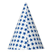 Blue Stars Pattern over White American Flag Theme Feesthoedjes (Achterkant)