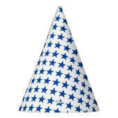Blue Stars Pattern over White American Flag Theme Feesthoedjes (Links)