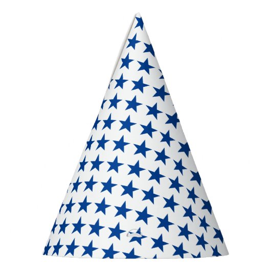 Blue Stars Pattern over White American Flag Theme Feesthoedjes (Links)